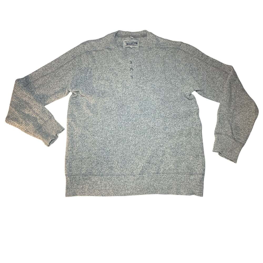 Schott Bros Hand Crafted Gray Wool Blend Henley Sweater